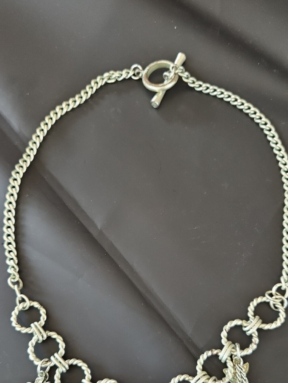 Lucky Brand Silver-Tone Bird Charm Fringe Necklace - Women Jewelry - Picture 3 of 4